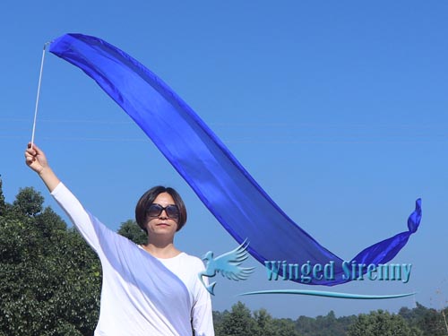 1pc 2.5m*30cm blue silk dance streamer